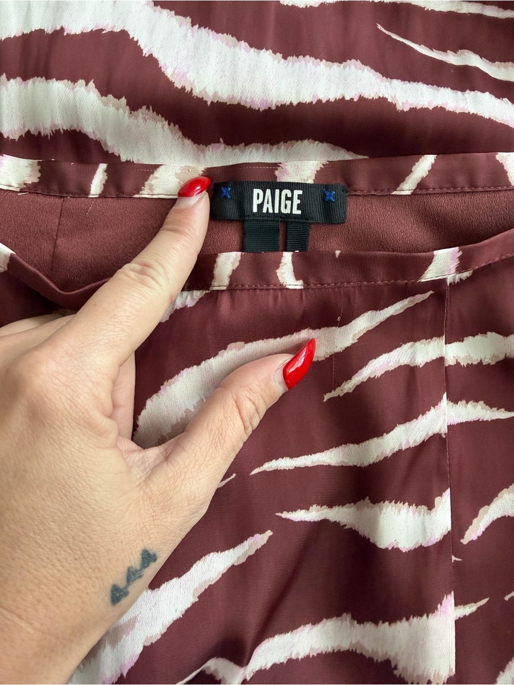 EUC Paige Size 4 Chocolate Satin Zebra Midi Skirt - Picture 8 of 8